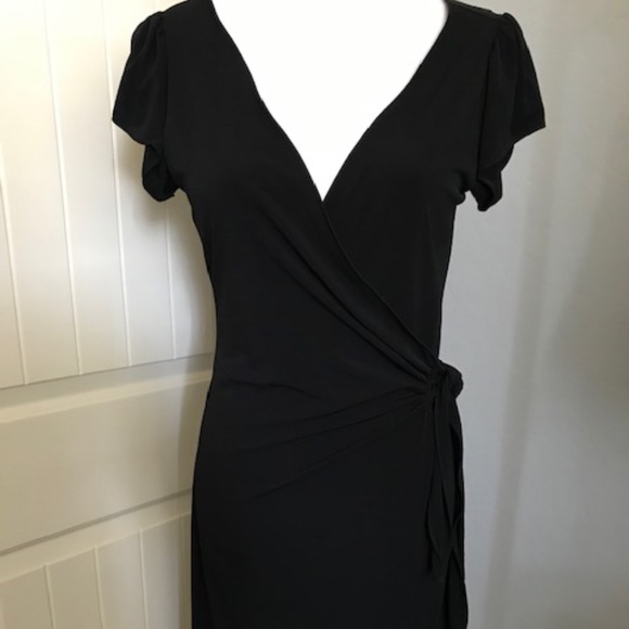Black Flutter Sleeve Studio M Wrap Dress. Small. - Picture 1 of 9